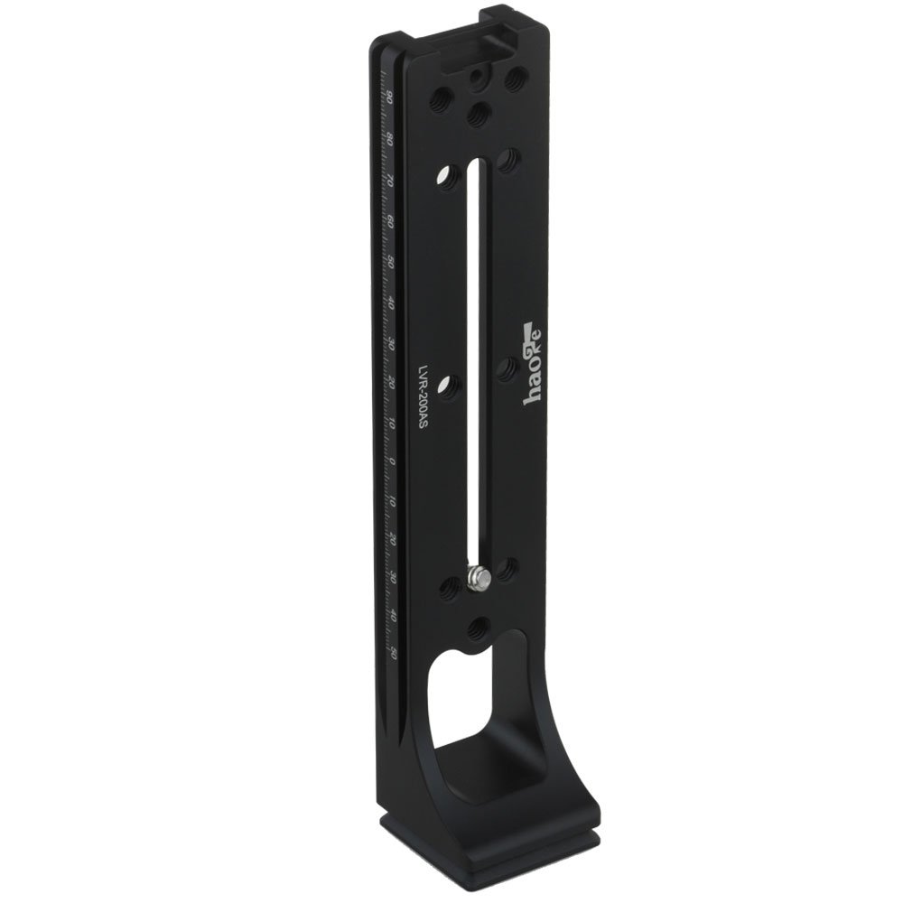 Haoge LVR-200AS 200mm Dual Dovetails Plate Nodal Slide Vertical Rail with 90 Degree Quick Release Dovetail fit Arca Swiss Type Tripod Ballhead Ball Head Panoramic Panorama Clamp