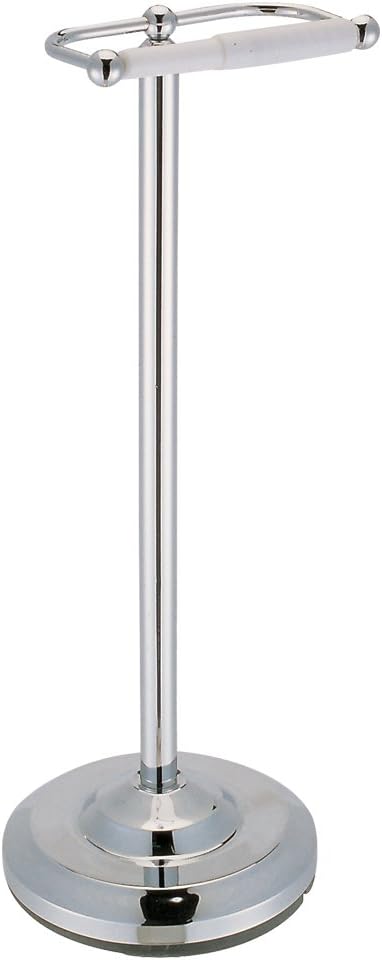 Bath Vida Floor Standing Toilet Roll Holder, Metal, Chrome, 19 x 19 x 56 cm