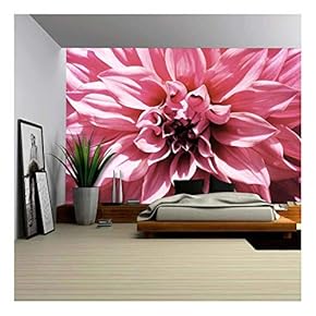 Close-Up Floral Pink Dahlia Flower Vintage Soft Color Style - Removable Wall Mural | Self-Adhesive Large Wallpaper - 66x96 inches