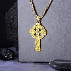 PDTJMTG Irish Cross Necklace for Men Sterling