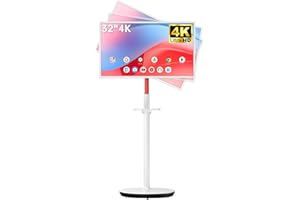 KTC 32 Inch MegPad 4K Touchscreen Smart Portable TV Monitor with Android 13 Google EDLA-Certified, 9500mAh Built-in Battery Mobile Screen on Wheels, Wireless Remote Control, 8+128GB Octa-coreCPU