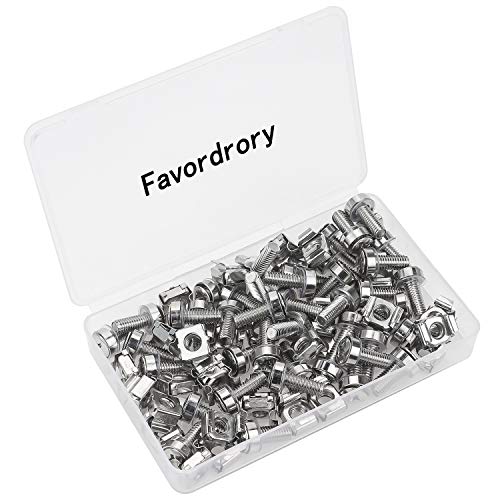 Favordrory 30 Pack M6 x 20mm Rack Mount Cage Nuts, Screws and Washers for Rack Mount Server Cabinet, Rack Mount Server Shelves, Routers (Silver)