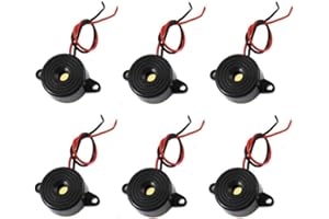 bnafes 6 Pcs DC 3-24V 85dB Sound Electronic Buzzer Alarm Black 23 x 12mm