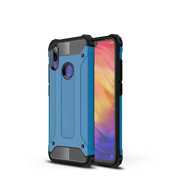 LAGUI Passend für Xiaomi Redmi Note 7 / Note 7 Pro Hülle, Stylisch Trend Rugged TPU/PC Dual Layer Outdoor Schutzhülle, Blau