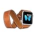 BRG Apple Watch Band 42mm, Genuine Leather Strap iWatch Band with Classic Metal Buckle for Apple Watch Series 1 Series 2 - Brown (Package Include 3 Bands, 2 Lengths for Single Tour and Double Tour)