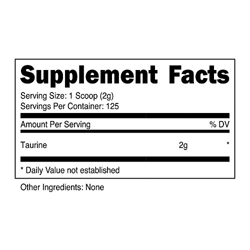 Nutricost Taurine Powder 250 Grams - 125 Servings, 2000mg Per Serving