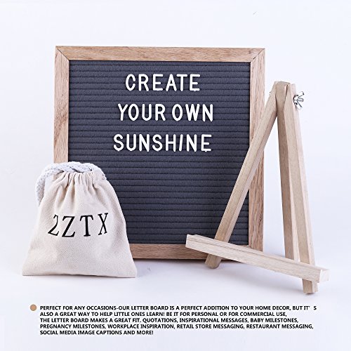 Zztx Changeable Felt Letter Board 10x10 Inches Oak Wood Frame