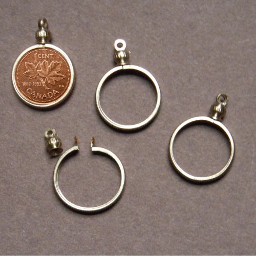 Canadian PENNY / 1 cent Coin Holder Bezel ~ for charm, necklace, pendant, display (Pack of 4)