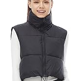 HAOZHIYU Women's Winter Outerwear Vests Crop Puffer Vest Lightweight Sleeveless Padded High Stand Collar Jacket