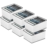 EASEVE 6 Pack Wardrobe Closet Organizer and Storage for Clothes - 7 Grids Foldable Drawer Dividers Organizers for Jeans | Pan