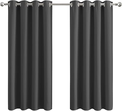 Aspire Homeware Blackout Curtains 46x54 Inch Grey Triple Weave 2 Panels