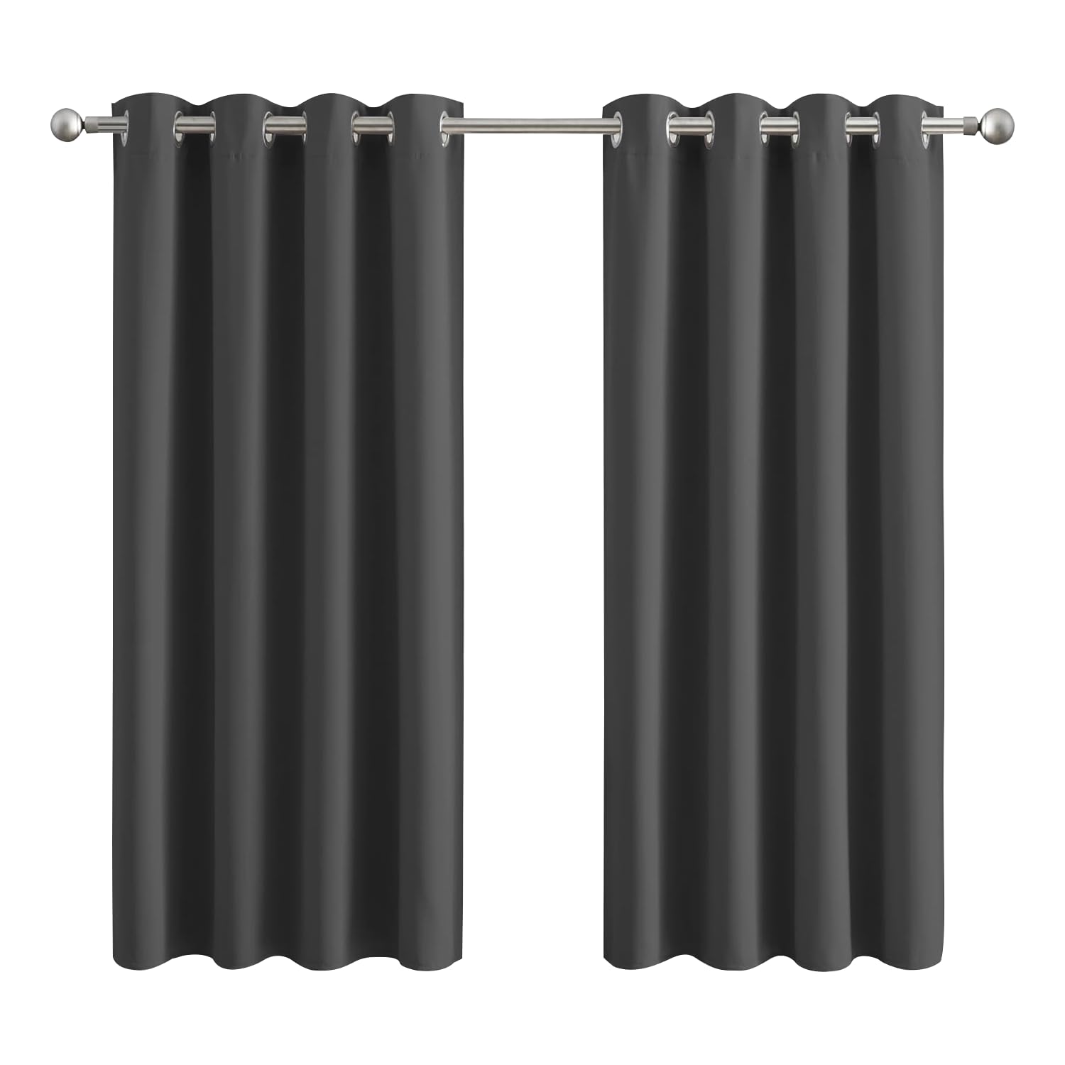 Aspire Homeware Blackout Curtains for Bedroom - Thermal Eyelet Grey Curtains Window Treatments Super Soft Ring Top Living Room Curtain & Drapes 2 Panels 46 x 54 inch Drop