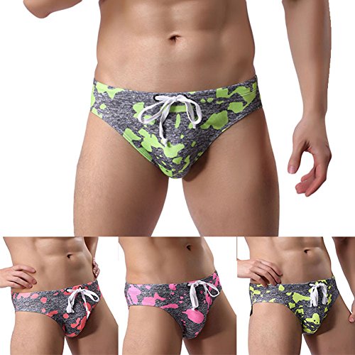 Afco Men's Swimming Briefs,Camouflage Swimwear Pants Shorts Boxers Underwear Trunks Swimsuits Size L (Pink) - Thumbnail 2