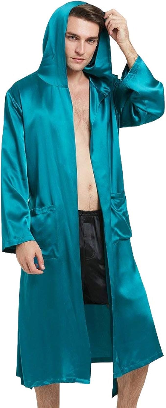 Buy LilySilk Silk Robes for Men Hood Long Kimono Pure Luxury 22 Momme