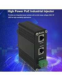 Injector Gigabit PoE+ industrial endurecido con entrada de 12   48 V CC con carril DIN y conexión de montaje en pared El dispositivo IEEE 802.3 af at PoE