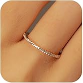 White CZ Promise Ring for Women 925 Sterling Silver Engagement Ring Half Cubic Zirconia Eternity Wedding Band 14K Gold Plated Diamond Stackable Ring Promise Valentines Day Ring for Brides Teacher