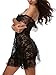 Avidlove Women's Sleeveless Slash Neck Sexy Lingerie Dress + G-string Black Lace Courtesan Chemise, XL = US L