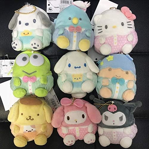 changshuo Plush Toys 9pcs Kuromi Plush Purse Sanrio My Melody Soft Stuffed Toys Bags Pendant Soft Keychain For Kids Gift