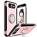 DONWELL Galaxy J7 2017 Business Style Hybrid Shockproof Protective Armor Phone Case Cover with Built-in Ring Grip Stand Holder for Samsung Galaxy J7 Sky Pro / J7 Perx (Rose Gold)