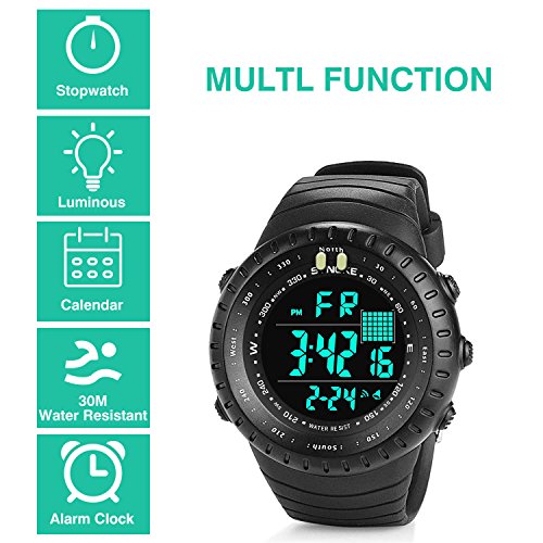 image for cofuo Men's Digital Sports Watch, Mens Multifunction Outdoor Alarm Mil