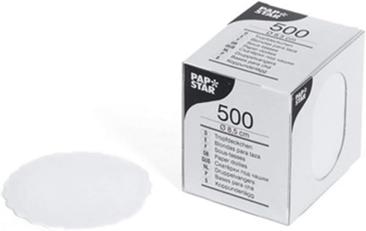 Papstar White doilies with 8.5cm diameter, PACK of 500, 500 Count (Pack of 1)
