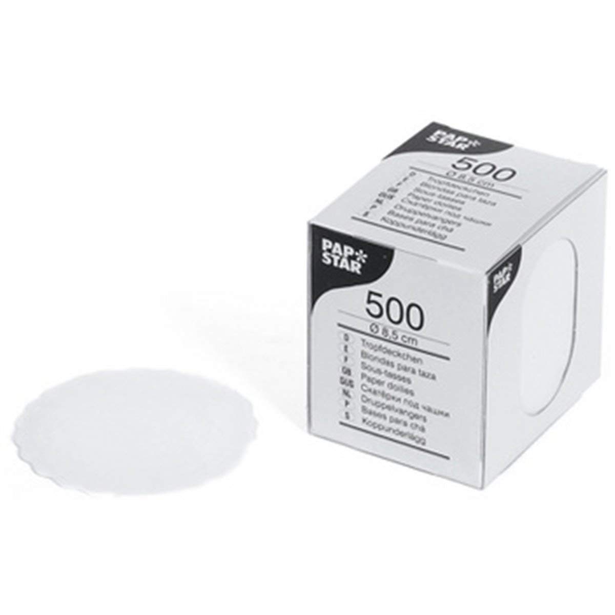 Papstar White doilies with 8.5cm diameter, PACK of 500