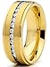Metal Masters GoldTone Titanium Men's Eternity Wedding Band Ring with Cubic Zirconia CZ, Comfort Fit 8mm SZ 11