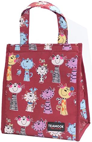 TEAMOOK Lunch Bag Insulated Lunch Tote Bag Soft Cooler Bags for Adults Work and Kids School (red cat)