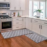 KMAT 2-Pack Kitchen Mat Cushioned Anti-Fatigue Kitchen Rug, Waterproof Non-Slip Kitchen Mats and Rugs Heavy Duty PVC...