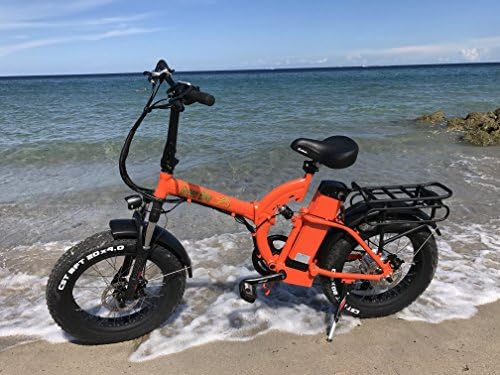Green bike USA GB500 FAT TIRE folding electric bicycle, full suspension 500W motor, strongest Samsung 48V/15.6AH battery (ORANGE)