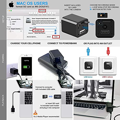 Spy Camera Charger,Hidden Camera spy,Cameras with Audio and Video,USB Charger Camera, Nanny Cam, Hidden Cam,Smart Charger,Pet Monitoring cam,Mini Security Camera for Home Surveillance Full HD (1080p)