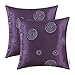 Pack of 2 CaliTime Cushion Covers Throw Pillow Cases Shells for Home Sofa Couch 18 X 18 Inches, Modern Random Circles Geometric Chain Embroidered, Purple