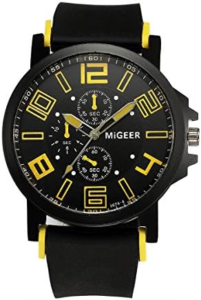 Men Quartz Watch,ODGear Cheap Hours Wrist Watch Silicone Strap Sport NW90 (Yellow)