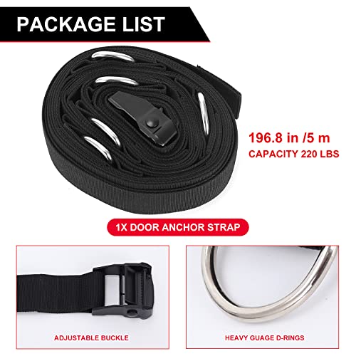 Door Anchor Strap for Resistance Bands, Multi Point Door Anchor, Heavy Duty Door Anchor for Exercise Bands, Control Track for Resistance Bands, Door Anchor Attachment, Easy to Install