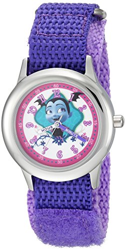 DISNEY Girl's Vampirina' Quartz Stainless Steel and Nylon Casual Watch, Color:Purple (Model: WDS000422)