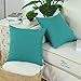 CaliTime Pack of 2 Throw Pillow Covers Cases for Couch Sofa Home Decoration High Class Faux Linen Solid Color 18 X 18 Inches Teal