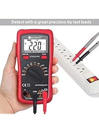 Neoteck - Multímetro digital de bolsillo multi comprobador de 2000 contadores de rango automático, medidor de voltaje de diodo, medidor de corriente continua de resistencia, comprobador de continuidad audible con pantalla LCD retroiluminada