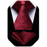 HISDERN Ties for Men Formal Business Plaid Checked Mens Ties and Pocket Square Set Classic Wedding Necktie Handkerchief