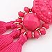 Boderier Bohemian Statement Thread Tassel Chandelier Drop Dangle Earrings with Cassandra Button Stud (Watermelon Red)