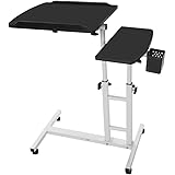 Laptop Desk,Vanvler Turn Lift Sit-Stand { Adjustable Laptop Table } Multifunction Computer Desk Cart (New Black)