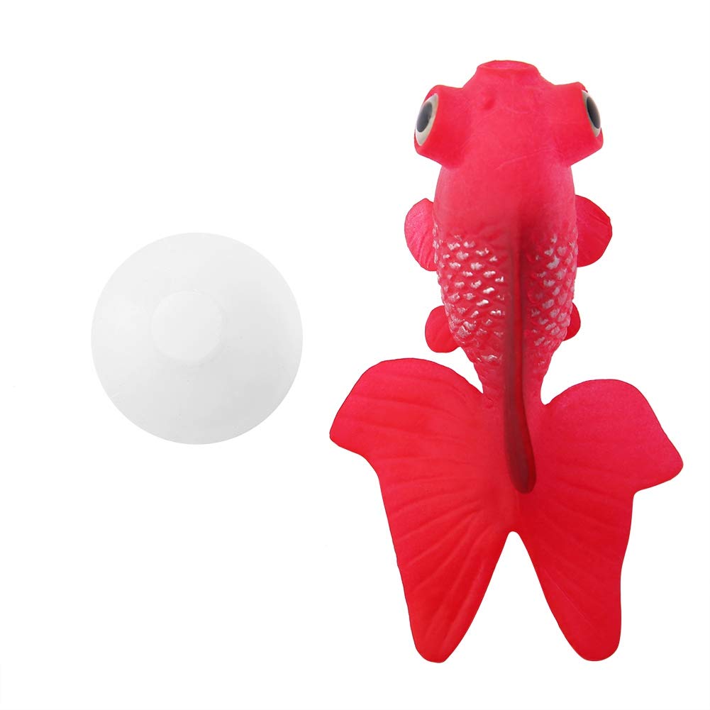 TOPINCN Silicone Artificial Fish High Simulation Lifelike Floating Aquarium Fish Tank Ornament Decoration With Line Suction Cup(Red Goldfish)