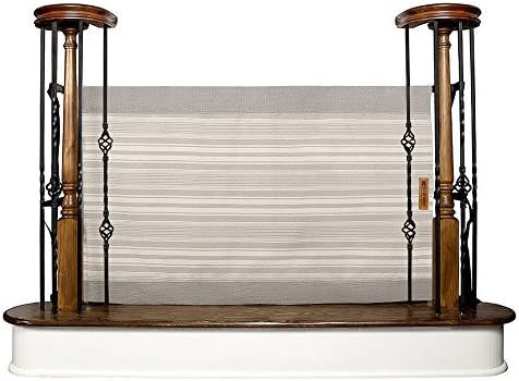 The Stair Barrier Banister to Banister Gate, Grey Pinstripe, Wide