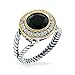 Bling Jewelry Sterling Silver Round Simulated Onyx CZ Double Cable Ring