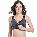 Women's Zip Front Sports Bra Wireless Post-Surgery Bra Active Yoga Sports Bras (X-Large, 2 Pack(Grey+Purple))