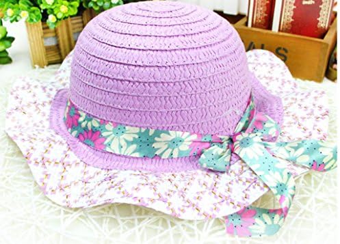 Ribbon Elastic Waves Along the Wind Rope Sun Hat Child Princess Hat Purple Candy-colored Straw Hat Basin