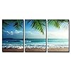 wall26 - Sunset on Seychelles Beach - Canvas Art Wall Art - 24"x36"x3 Panels