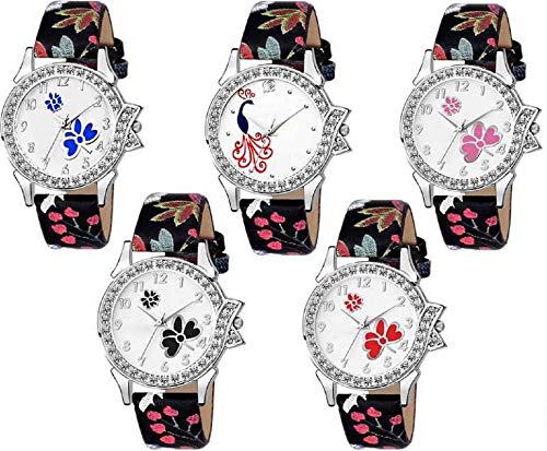 Harmi New Designer Multicolor 5 Watches Combos Set of Girls & Women's in H-1341