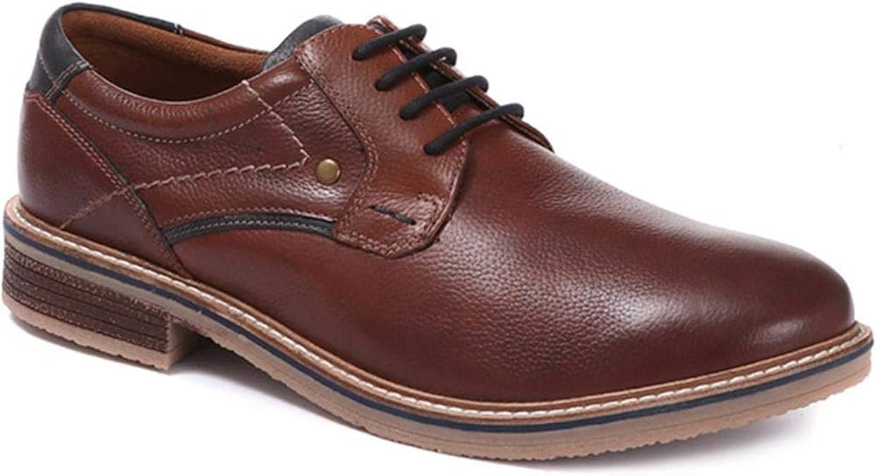 Pavers Mens Leather LaceUp Almond Toe Casual Derby Shoes Amazon.co.uk
