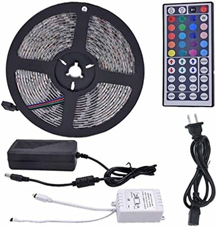 Conzy 5M（16.4ft）300LEDs Waterproof Flexible Color Changing RGB SMD5050 LED Lights Strip Kit RGB 5M + 44Key IR Remote Controller + 12V 5A Power Supply Waterproof for Strip Light