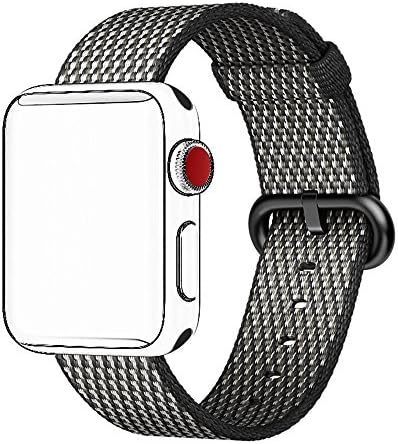 Tentan Woven Nylon Strap Replacement Nylon Band for Apple Watch Band Series 3 Series 2 Series 1 All Versions (38MM Black Check)